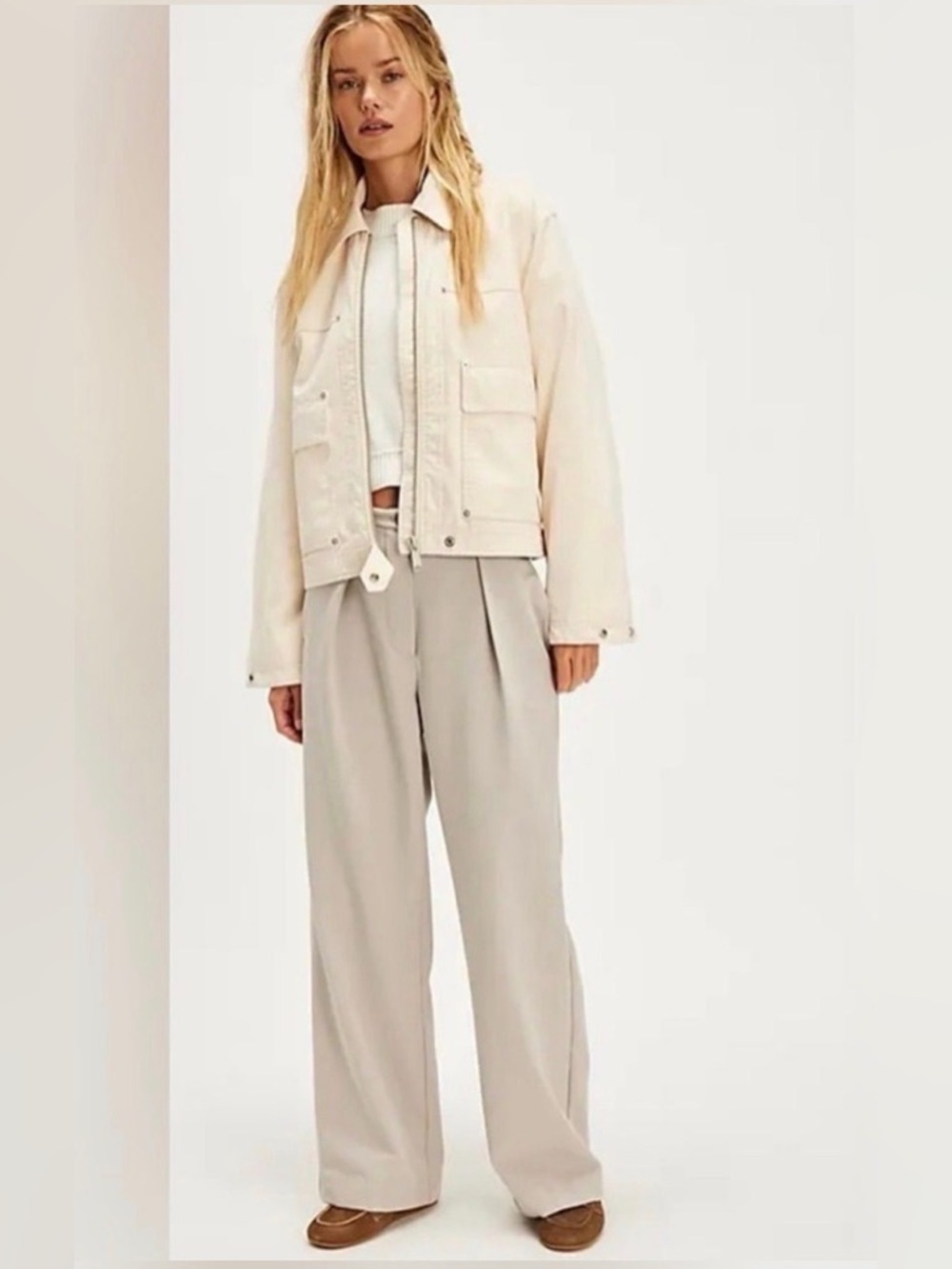 ✨NWOT Free‎ People Tyler Trouser Wide Leg Pants Size L ✨